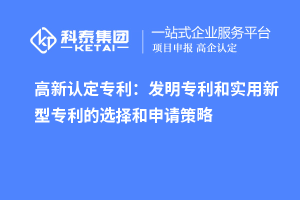 高新認(rèn)定專利：發(fā)明專利和實(shí)用新型專利的選擇和申請策略