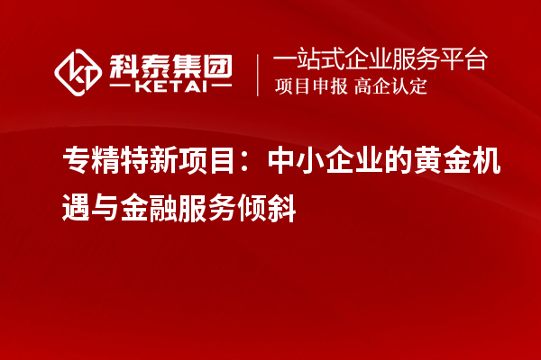 專精特新項目：中小企業(yè)的黃金機遇與金融服務傾斜