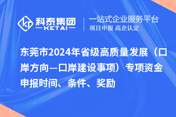 東莞市2024年省級高質量發(fā)展（口岸方向—口岸建設事項）專項資金申報時間、條件、獎勵