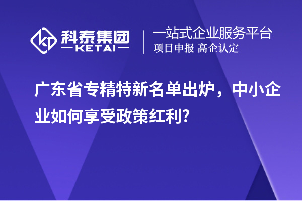 廣東省專精特新名單出爐，中小企業(yè)如何享受政策紅利?