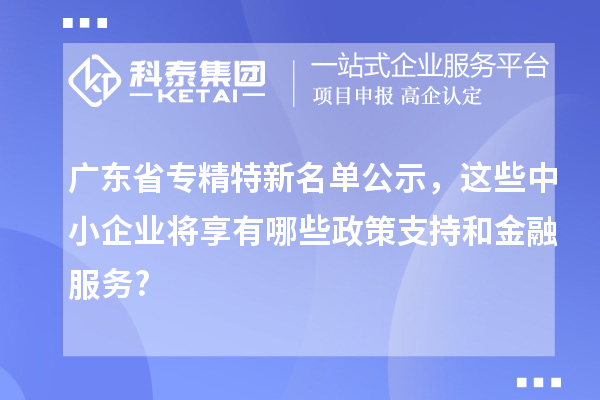 廣東省專精特新名單公示，這些中小企業(yè)將享有哪些政策支持和金融服務(wù)?