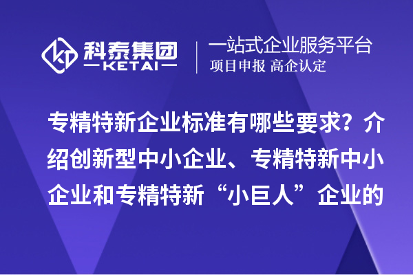 專精特新企業(yè)標準有哪些要求？介紹創(chuàng)新型中小企業(yè)、專精特新中小企業(yè)和專精特新“小巨人”企業(yè)的評價和認定標準