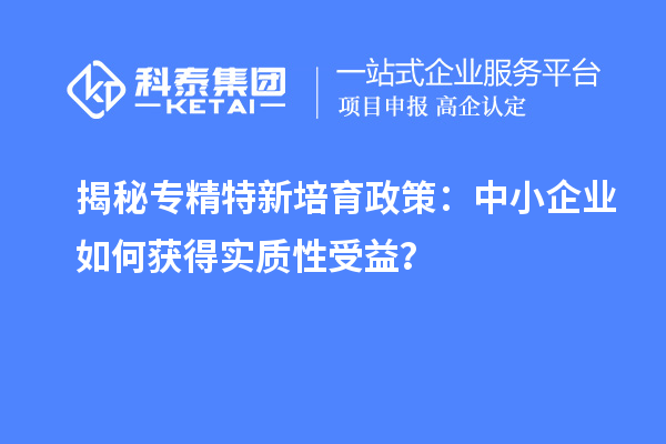 揭秘專(zhuān)精特新培育政策：中小企業(yè)如何獲得實(shí)質(zhì)性受益？