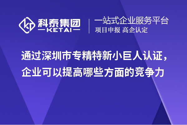 通過深圳市專精特新小巨人認(rèn)證，企業(yè)可以提高哪些方面的競爭力