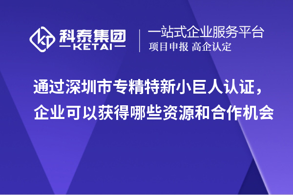 通過深圳市專精特新小巨人認(rèn)證，企業(yè)可以獲得哪些資源和合作機(jī)會