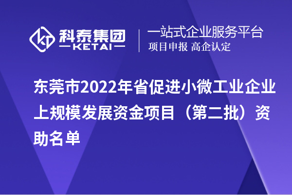 東莞市2022年省促進(jìn)小微工業(yè)企業(yè)上規(guī)模發(fā)展資金項目（第二批）資助名單