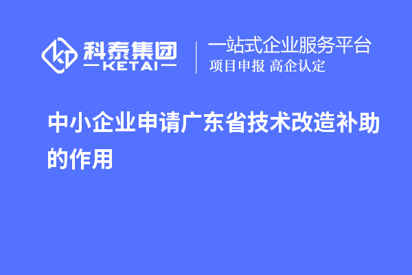 中小企業(yè)申請廣東省技術(shù)改造補助的作用