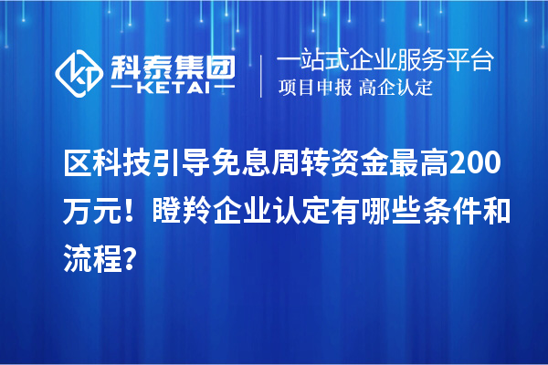 區(qū)科技引導免息周轉(zhuǎn)資金最高200萬元！瞪羚企業(yè)認定有哪些條件和流程？