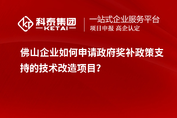 佛山企業(yè)如何申請政府獎補政策支持的技術(shù)改造項目？