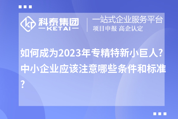 如何成為2023年專(zhuān)精特新小巨人?中小企業(yè)應該注意哪些條件和標準?