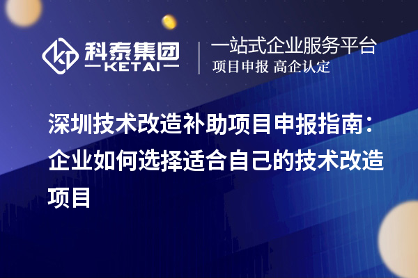 深圳技術(shù)改造補助項目申報指南：企業(yè)如何選擇適合自己的技術(shù)改造項目