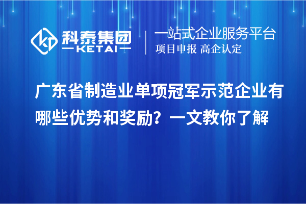 廣東省制造業(yè)單項冠軍示范企業(yè)有哪些優(yōu)勢和獎勵？一文教你了解