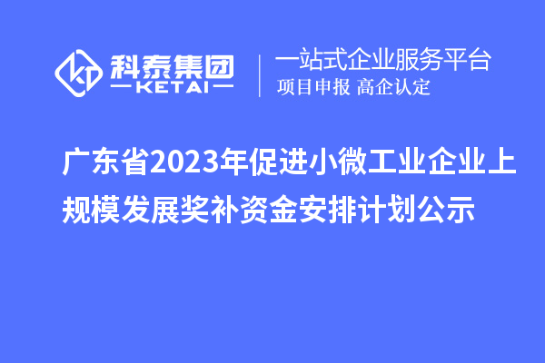 廣東省2023年促進(jìn)小微工業(yè)企業(yè)上規(guī)模發(fā)展獎補(bǔ)資金安排計(jì)劃公示