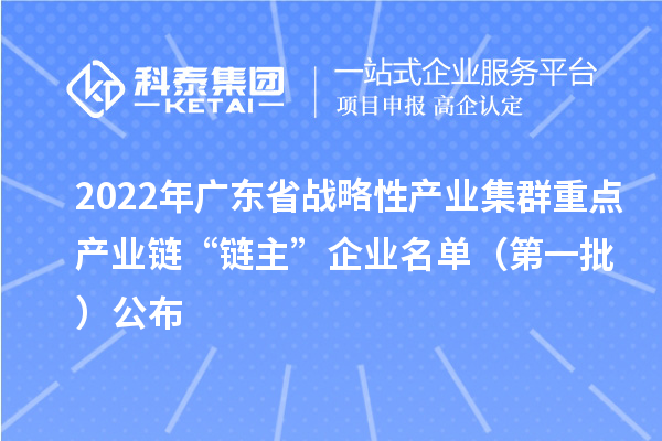 2022年廣東省戰略性產(chǎn)業(yè)集群重點(diǎn)產(chǎn)業(yè)鏈“鏈主”企業(yè)名單（第一批）公布