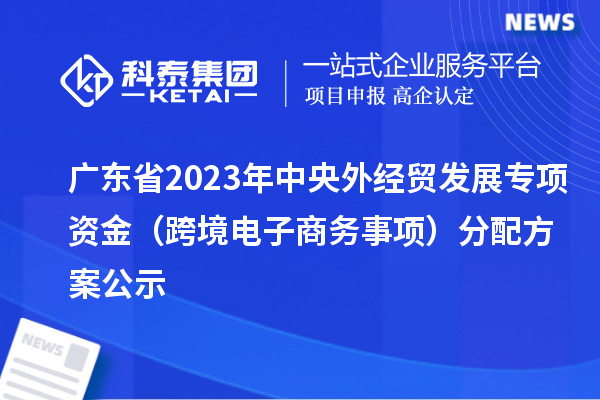 廣東省2023年中央外經貿發(fā)展專項資金（跨境電子商務事項）分配方案公示