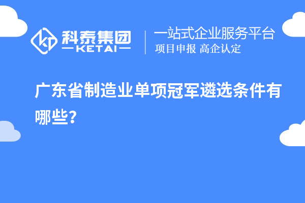 廣東省制造業(yè)單項冠軍遴選條件有哪些？