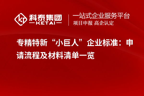 專精特新“小巨人”企業(yè)標準：申請流程及材料清單一覽