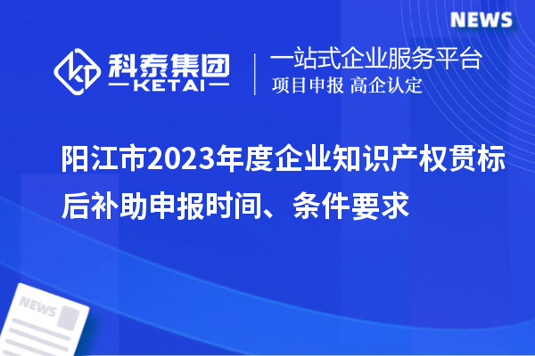 陽江市2023年度企業(yè)知識產(chǎn)權(quán)貫標(biāo)后補助申報時間、條件要求