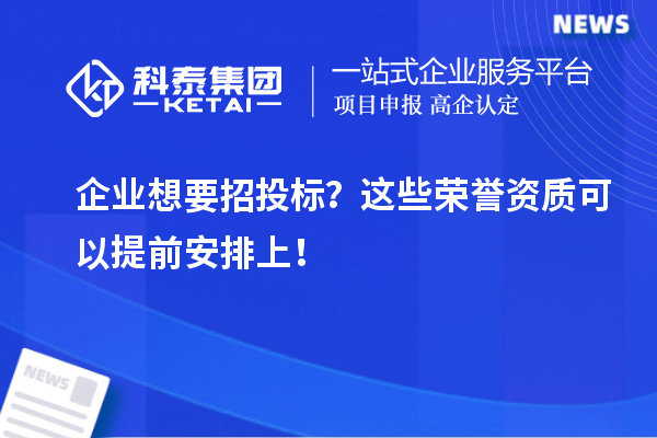 企業(yè)想要招投標？這些榮譽資質可以提前安排上！