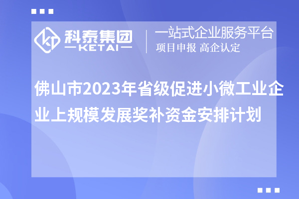 佛山市2023年省級促進(jìn)小微工業(yè)企業(yè)上規模發(fā)展獎補資金安排計劃