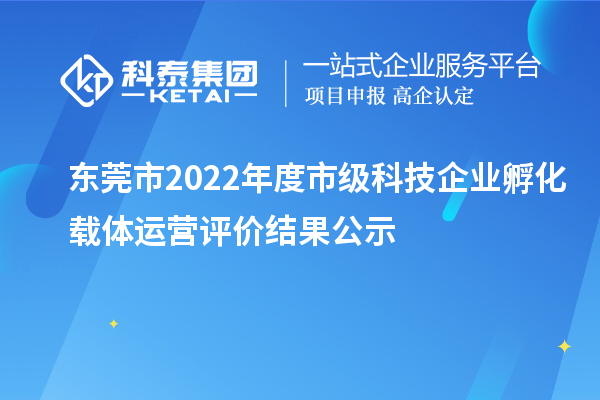 東莞市2022年度市級科技企業(yè)孵化載體運營(yíng)評價(jià)結果公示