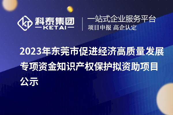 2023年?yáng)|莞市促進(jìn)經(jīng)濟高質(zhì)量發(fā)展專(zhuān)項資金知識產(chǎn)權保護擬資助項目公示