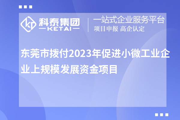 東莞市撥付2023年促進(jìn)小微工業(yè)企業(yè)上規模發(fā)展資金項目