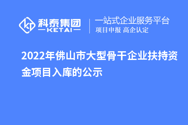 2022年佛山市大型骨干企業(yè)扶持資金項目入庫的公示