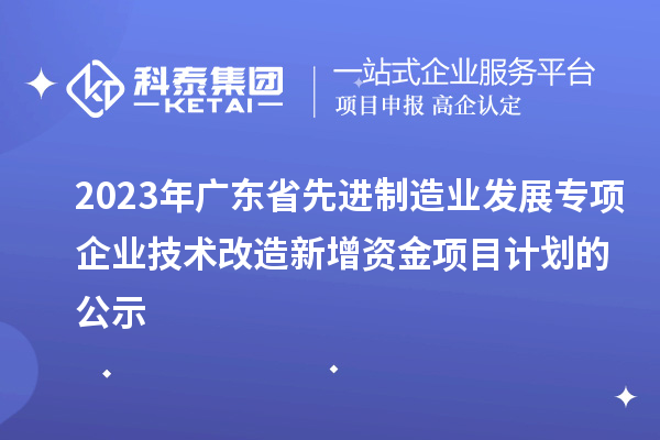 2023年廣東省先進(jìn)制造業(yè)發(fā)展專項企業(yè)技術(shù)改造新增資金項目計劃的公示