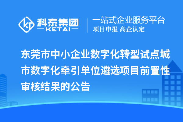 東莞市中小企業(yè)數字化轉型試點(diǎn)城市數字化牽引單位遴選項目前置性審核結果的公告