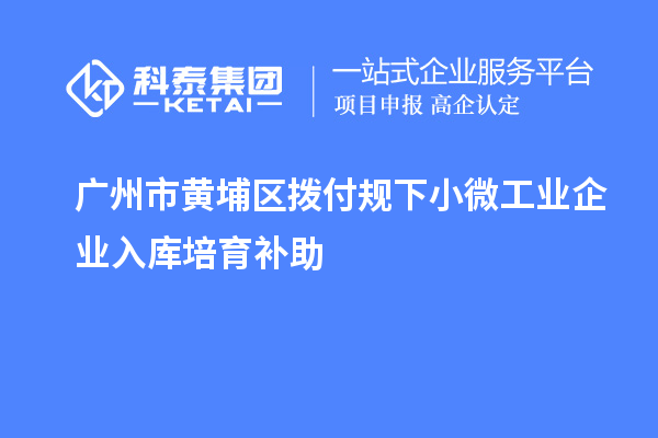 廣州市黃埔區撥付規下小微工業(yè)企業(yè)入庫培育補助