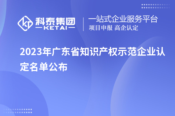 2023年廣東省知識(shí)產(chǎn)權(quán)示范企業(yè)認(rèn)定名單公布