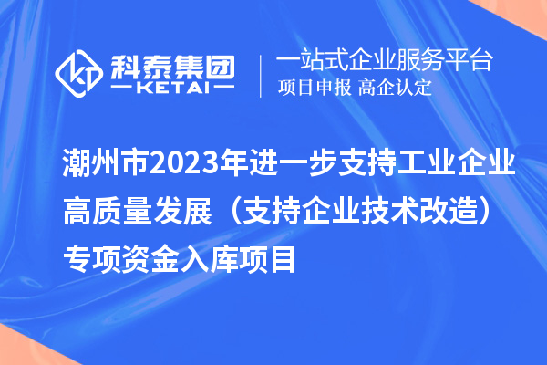 潮州市2023年進(jìn)一步支持工業(yè)企業(yè)高質(zhì)量發(fā)展（支持企業(yè)技術(shù)改造）專(zhuān)項(xiàng)資金入庫(kù)項(xiàng)目