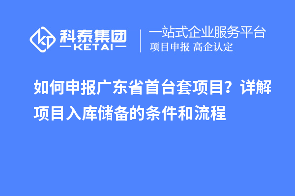 如何申報廣東省首臺套項目？詳解項目入庫儲備的條件和流程