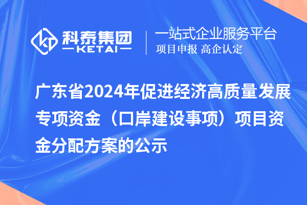 廣東省2024年促進(jìn)經(jīng)濟高質(zhì)量發(fā)展專(zhuān)項資金（口岸建設事項）項目資金分配方案的公示