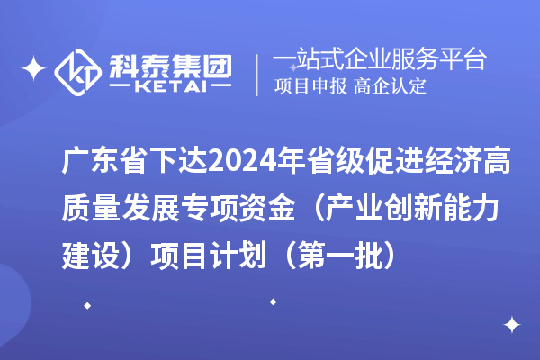 廣東省下達2024年省級促進(jìn)經(jīng)濟高質(zhì)量發(fā)展專(zhuān)項資金（產(chǎn)業(yè)創(chuàng  )新能力建設）項目計劃（第一批）