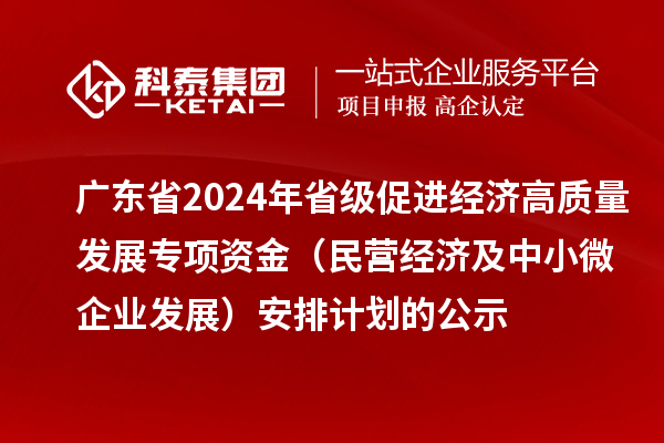 廣東省2024年省級促進(jìn)經(jīng)濟(jì)高質(zhì)量發(fā)展專項(xiàng)資金（民營經(jīng)濟(jì)及中小微企業(yè)發(fā)展）安排計(jì)劃的公示