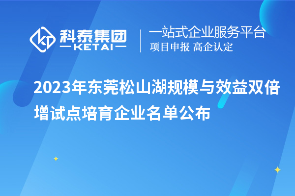 2023年?yáng)|莞松山湖規模與效益雙倍增試點(diǎn)培育企業(yè)名單公布