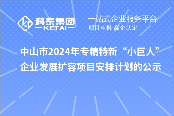 中山市2024年專(zhuān)精特新“小巨人”企業(yè)發(fā)展擴容項目安排計劃的公示