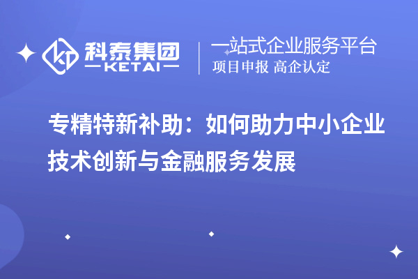 專精特新補(bǔ)助：如何助力中小企業(yè)技術(shù)創(chuàng)新與金融服務(wù)發(fā)展