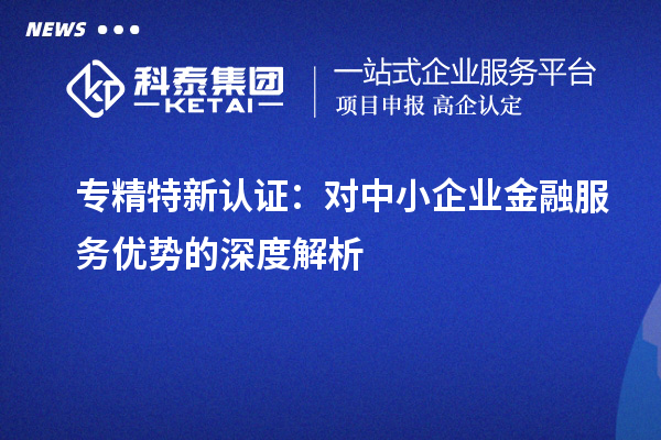 專精特新認證：對中小企業(yè)金融服務(wù)優(yōu)勢的深度解析