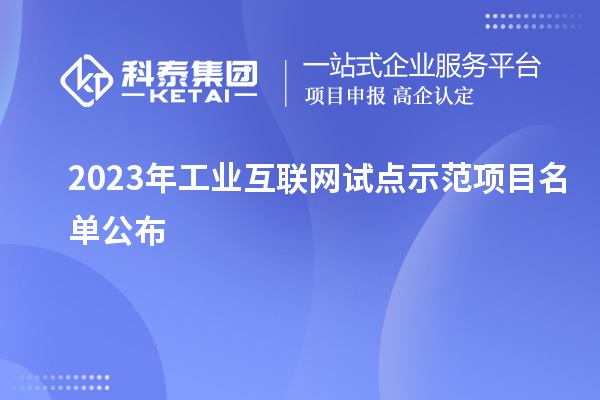 2023年工業(yè)互聯(lián)網(wǎng)試點(diǎn)示范項目名單公布