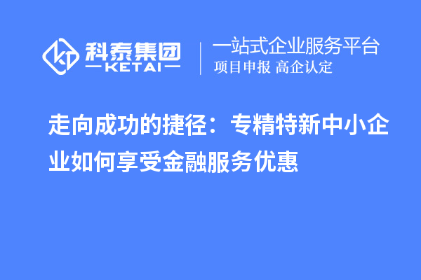 走向成功的捷徑：專(zhuān)精特新中小企業(yè)如何享受金融服務(wù)優(yōu)惠