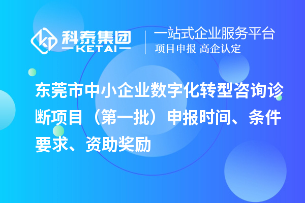 東莞市中小企業(yè)數字化轉型咨詢(xún)診斷項目（第一批）申報時(shí)間、條件要求、資助獎勵