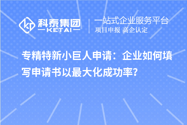 專精特新小巨人申請：企業(yè)如何填寫申請書以最大化成功率？