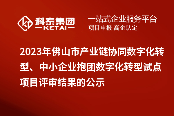 2023年佛山市產(chǎn)業(yè)鏈協(xié)同數字化轉型、中小企業(yè)抱團數字化轉型試點(diǎn)項目評審結果的公示