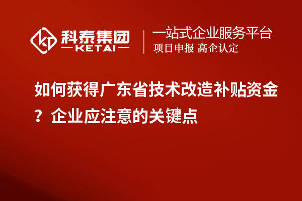 如何獲得廣東省技術(shù)改造補貼資金？企業(yè)應注意的關(guān)鍵點(diǎn)