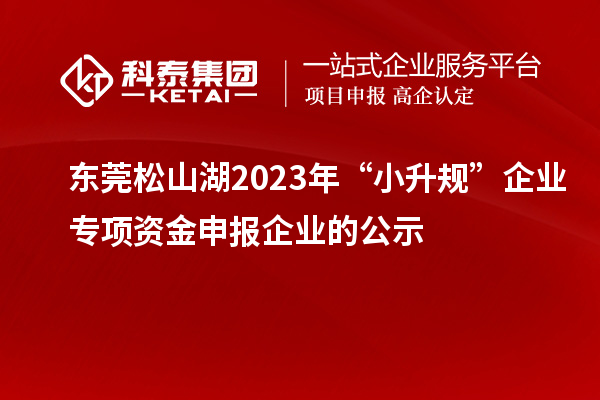 東莞松山湖2023年“小升規(guī)”企業(yè)專(zhuān)項(xiàng)資金申報(bào)企業(yè)的公示