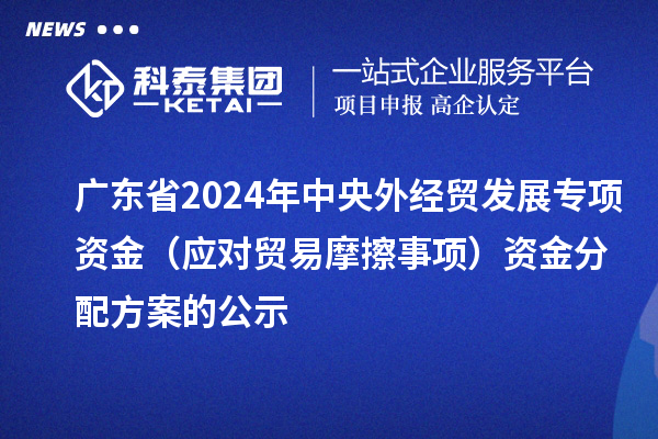 廣東省2024年中央外經(jīng)貿(mào)發(fā)展專項資金（應(yīng)對貿(mào)易摩擦事項）資金分配方案的公示