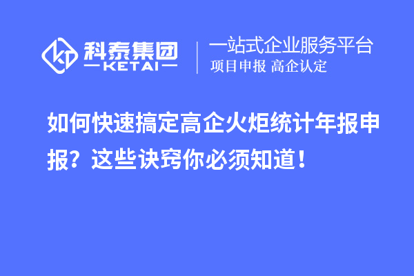 如何快速搞定高企火炬統(tǒng)計年報申報？這些訣竅你必須知道！